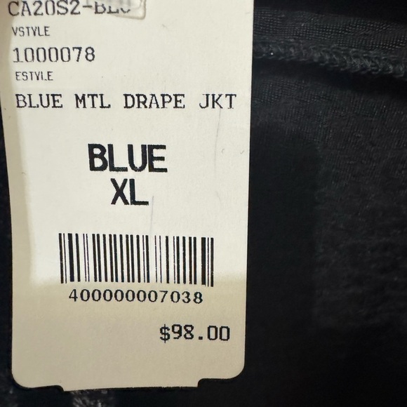 Clara Sun Woo Blue Sparkle Open Front Waterfall Cardigan Size XL - Picture 4 of 5